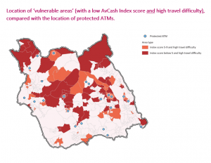 Map of vulnerable areas & protected ATMs